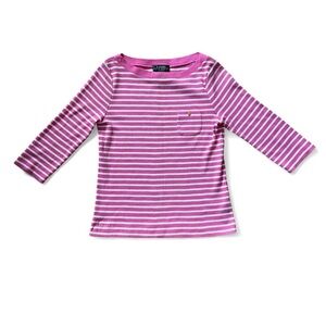 Ralph Lauren pink striped 3/4 sleeve top